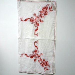 VTG Bows cross stitch embroidered table cloth